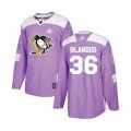 Pittsburgh Penguins #36 Joseph Blandisi Authentic Purple Fights Cancer Practice Hockey Jersey