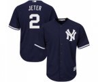 New York Yankees #2 Derek Jeter Replica Navy Blue Alternate Baseball Jersey