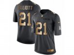 Dallas Cowboys #21 Ezekiel Elliott Limited Black Gold Salute to Service NFL Jersey