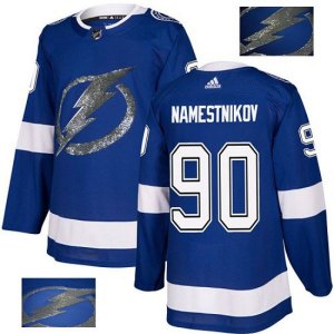 Tampa Bay Lightning #90 Vladislav Namestnikov Authentic Royal Blue Fashion Gold NHL Jersey