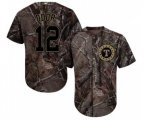 Texas Rangers #12 Rougned Odor Authentic Camo Realtree Collection Flex Base MLB Jersey