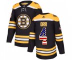 Adidas Boston Bruins #4 Bobby Orr Authentic Black USA Flag Fashion NHL Jersey
