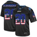 Detroit Lions #20 Barry Sanders Elite Black USA Flag Fashion NFL Jersey