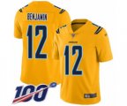 Los Angeles Chargers #12 Travis Benjamin Limited Gold Inverted Legend 100th Season Football Jersey