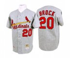 St. Louis Cardinals #20 Lou Brock Replica Grey Throwback Baseball Jersey