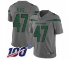 New York Jets #47 Trevon Wesco Limited Gray Inverted Legend 100th Season Football Jersey