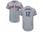 New York Mets #12 Juan Lagares Grey Flexbase Authentic Collection MLB Jersey