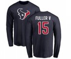 Houston Texans #15 Will Fuller V Navy Blue Name & Number Logo Long Sleeve T-Shirt