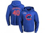 Chicago Cubs #40 Willson Contreras Blue 2016 World Series Champions Primary Logo Pullover Baseball Hoodie