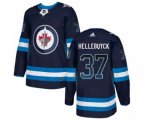 Winnipeg Jets #37 Connor Hellebuyck Authentic Navy Blue Drift Fashion NHL Jersey