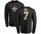 New Orleans Saints #7 Taysom Hill Black Name & Number Logo Long Sleeve T-Shirt