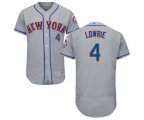 New York Mets #4 Jed Lowrie Grey Road Flex Base Authentic Collection Baseball Jersey
