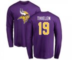 Minnesota Vikings #19 Adam Thielen Purple Name & Number Logo Long Sleeve T-Shirt