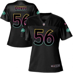 Women\'s Nike New York Jets #56 DeMario Davis Game Black Fashion NFL Jersey