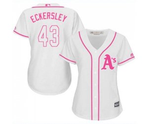 Women\'s Oakland Athletics #43 Dennis Eckersley Replica White Fashion Cool Base Baseball Jersey