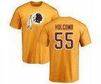 Washington Redskins #55 Cole Holcomb Gold Name & Number Logo T-Shirt