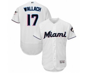 Miami Marlins Chad Wallach White Home Flex Base Authentic Collection Baseball Player Jersey
