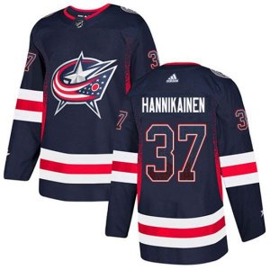 Columbus Blue Jackets #37 Markus Hannikainen Authentic Navy Blue Drift Fashion NHL Jersey