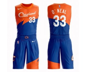 Cleveland Cavaliers #33 Shaquille O\'Neal Authentic Blue Basketball Suit Jersey - City Edition