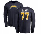 Los Angeles Chargers #77 Forrest Lamp Navy Blue Name & Number Logo Long Sleeve T-Shirt