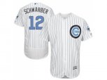 Chicago Cubs #12 Kyle Schwarber White(Blue Strip) Authentic Collection Stitched Baseball Jersey