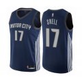 Detroit Pistons #17 Tony Snell Authentic Navy Blue Basketball Jersey - City Edition