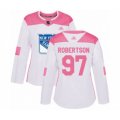 Women New York Rangers #97 Matthew Robertson Authentic White Pink Fashion Hockey Jersey