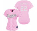 Women's Los Angeles Dodgers #22 Clayton Kershaw Replica Pink Fashion Baseball Jersey