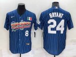 Los Angeles Dodgers #8 #24 Kobe Bryant Number Rainbow Blue Red Pinstripe Mexico Cool Base Nike Jersey