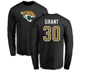 Jacksonville Jaguars #30 Corey Grant Black Name & Number Logo Long Sleeve T-Shirt