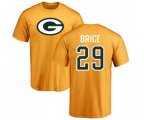 Green Bay Packers #29 Kentrell Brice Gold Name & Number Logo T-Shirt