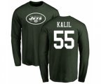 New York Jets #55 Ryan Kalil Green Name & Number Logo Long Sleeve T-Shirt