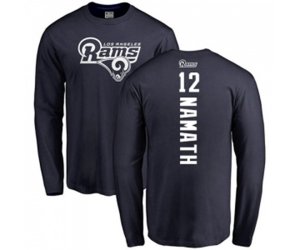 Los Angeles Rams #12 Joe Namath Navy Blue Backer Long Sleeve T-Shirt