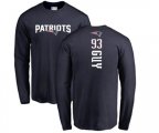 New England Patriots #93 Lawrence Guy Navy Blue Backer Long Sleeve T-Shirt