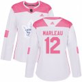 Women Toronto Maple Leafs #12 Patrick Marleau Authentic White Pink Fashion NHL Jersey