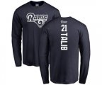 Los Angeles Rams #21 Aqib Talib Navy Blue Backer Long Sleeve T-Shirt