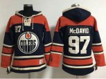 Edmonton Oilers #97 Connor McDavid Navy Blue Old Time Lacer NHL Hoodie