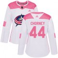 Women's Columbus Blue Jackets #44 Taylor Chorney Authentic White Pink Fashion NHL Jersey