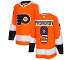 Adidas Philadelphia Flyers #9 Ivan Provorov Authentic Orange USA Flag Fashion NHL Jersey