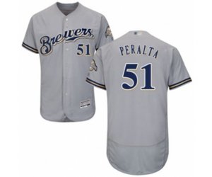 Milwaukee Brewers Freddy Peralta Grey Road Flex Base Authentic Collection Baseball Player Jersey
