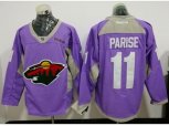 Minnesota Wild #11 Zach Parise Purple Fights Cancer Practice Stitched NHL Jersey