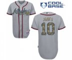 Atlanta Braves #10 Chipper Jones Authentic Grey USMC Cool Base Baseball Jersey