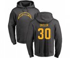 Los Angeles Chargers #30 Austin Ekeler Ash One Color Pullover Hoodie