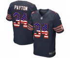 Chicago Bears #34 Walter Payton Elite Navy Blue Home USA Flag Fashion Football Jersey