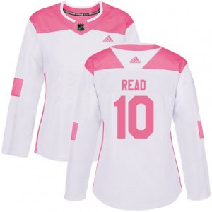 Women\'s Minnesota Wild #10 Matt Read Authentic White Pink Fashion NHL Jersey