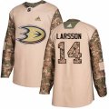Anaheim Ducks #14 Jacob Larsson Authentic Camo Veterans Day Practice NHL Jersey