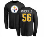 Pittsburgh Steelers #56 Anthony Chickillo Black Name & Number Logo Long Sleeve T-Shirt
