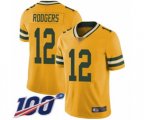 Green Bay Packers #12 Aaron Rodgers Limited Gold Rush Vapor Untouchable 100th Season Football Jersey