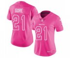 Women San Francisco 49ers #21 Frank Gore Limited Pink Rush Fashion Football Jersey