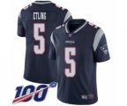 New England Patriots #5 Danny Etling Navy Blue Team Color Vapor Untouchable Limited Player 100th Season Football Jersey